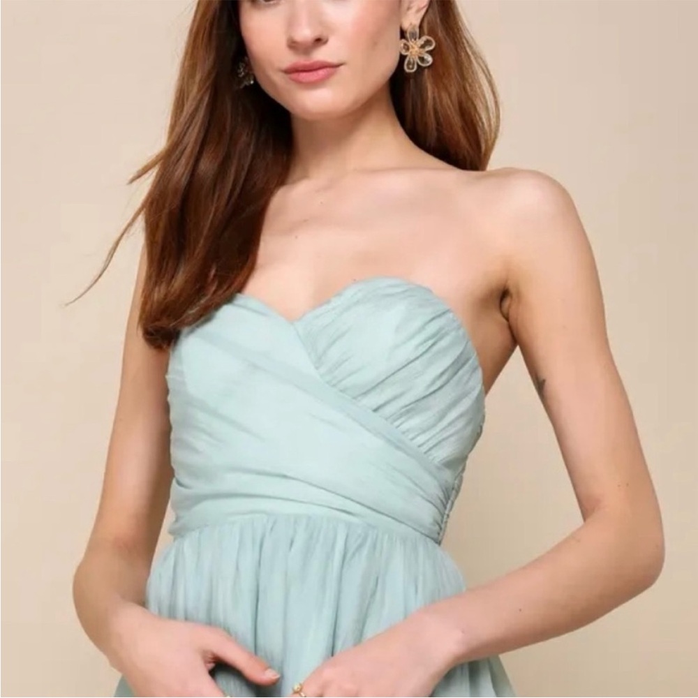 Lulu's Light Blue Strapless Dress